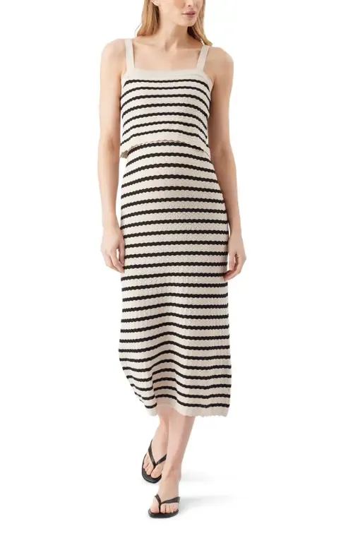 Pointelle Stripe Knit Maternity and Nursing Midi Dress by Ripe Maternity