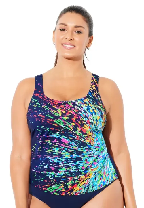 Chlorine Resistant Classic Scoop Neck Tankini Top by Swimsuits for All