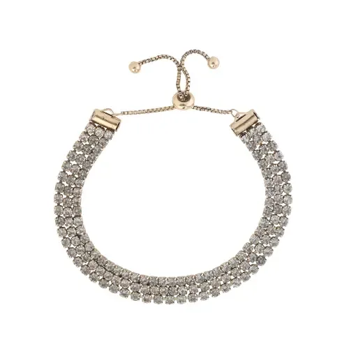 Adjustable Triple Row Crystal Bracelet by bcbg