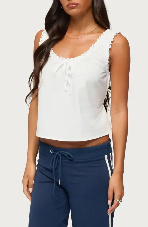 Edyth Tie Front Cotton Tank by EDIKTED