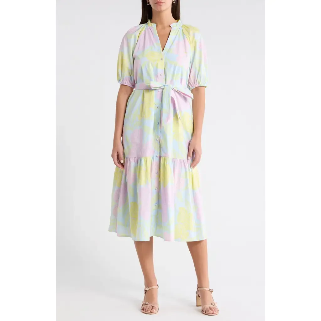 Brisa Floral Wynette Tiered Midi Dress