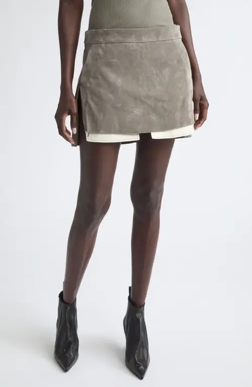 Fog Asymmetric Suede Miniskirt - Steel by Rick Owens