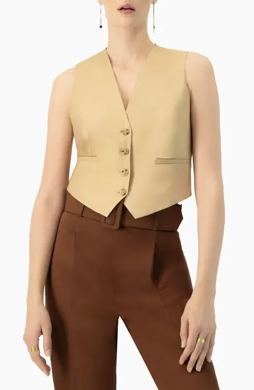 Linen Vest with Faux Pockets by IVONNE