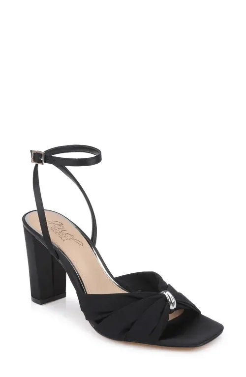 Basma Ankle Sandal in Black Satin by BADGLEY MISCHKA