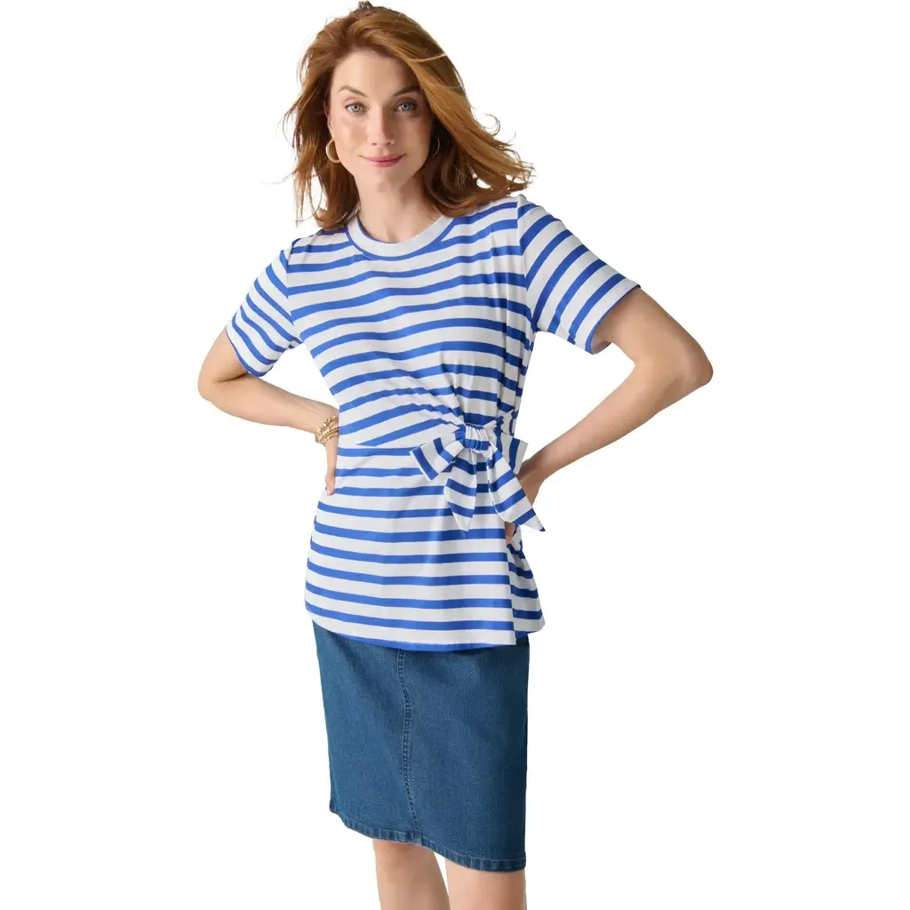 Tie Front Short Sleeve Knit Tee by Jessica London