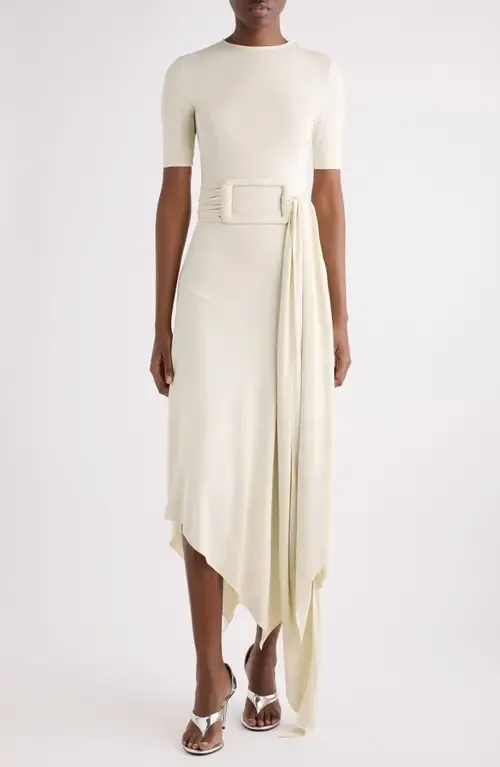 Belted Bias Cut Fluid Jersey Asymmetric Dress by Alaïa