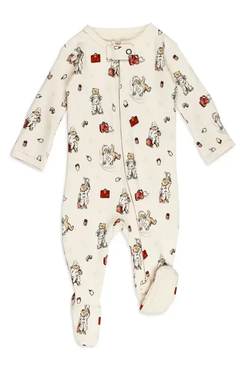 L'Ovedbaby x Paddington Fitted One-Piece Organic Cotton Footie Pajamas in Adventure Paddington by L'Ovedbaby