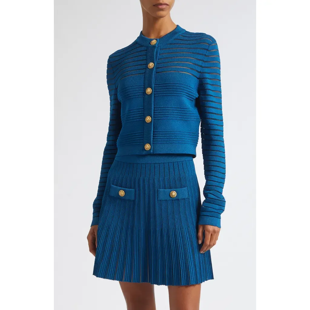 Ottoman Stripe Cardigan by Balmain