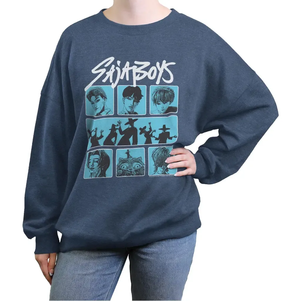 Saja Group Logo Long Sleeve Oversized Sweatshirt by KPop Demon Hunters