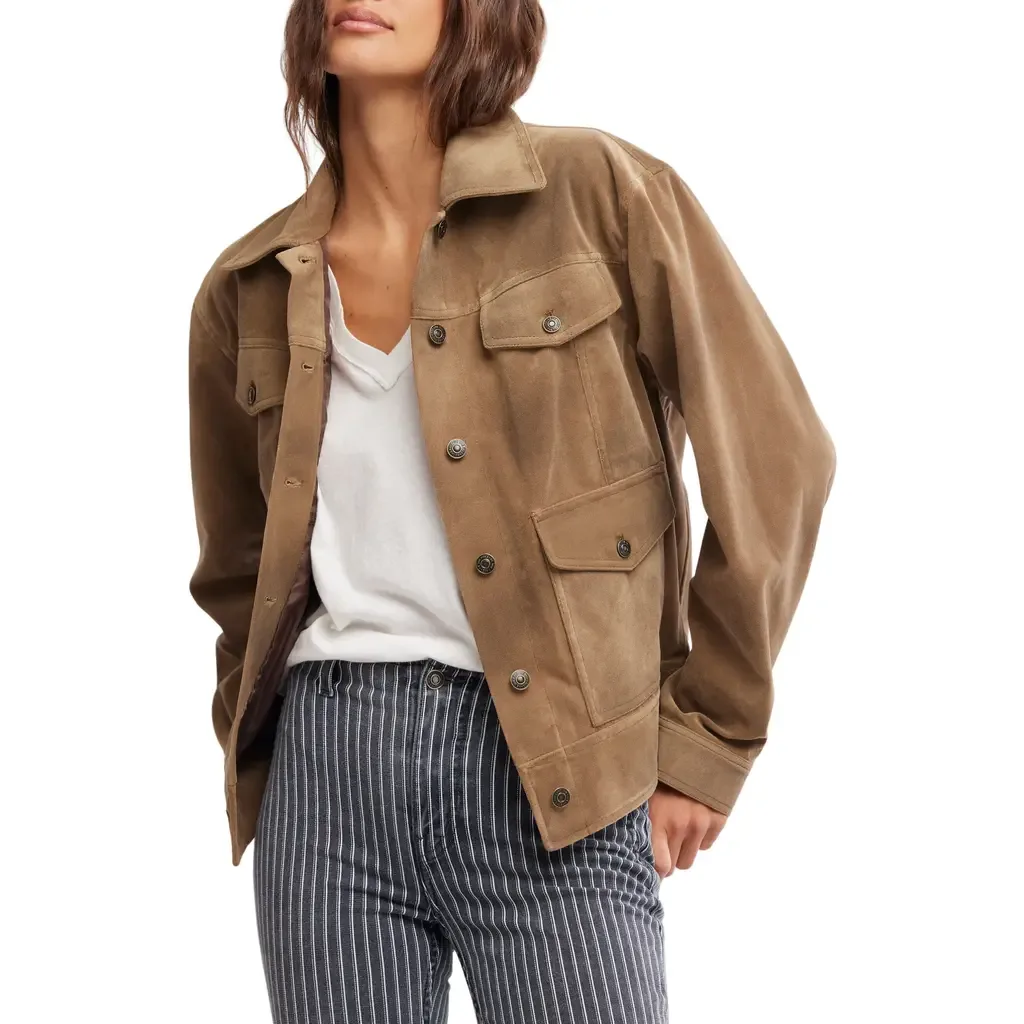 Night Ranch Faux Suede Trucker Jacket by Free People