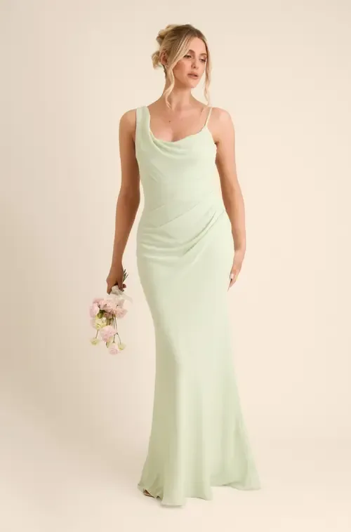 Cowl Front Chiffon Bridesmaid Dress by Six Stories