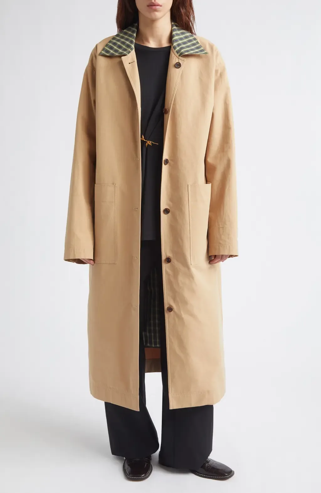 Reversible Contrast Panel Cotton Coat