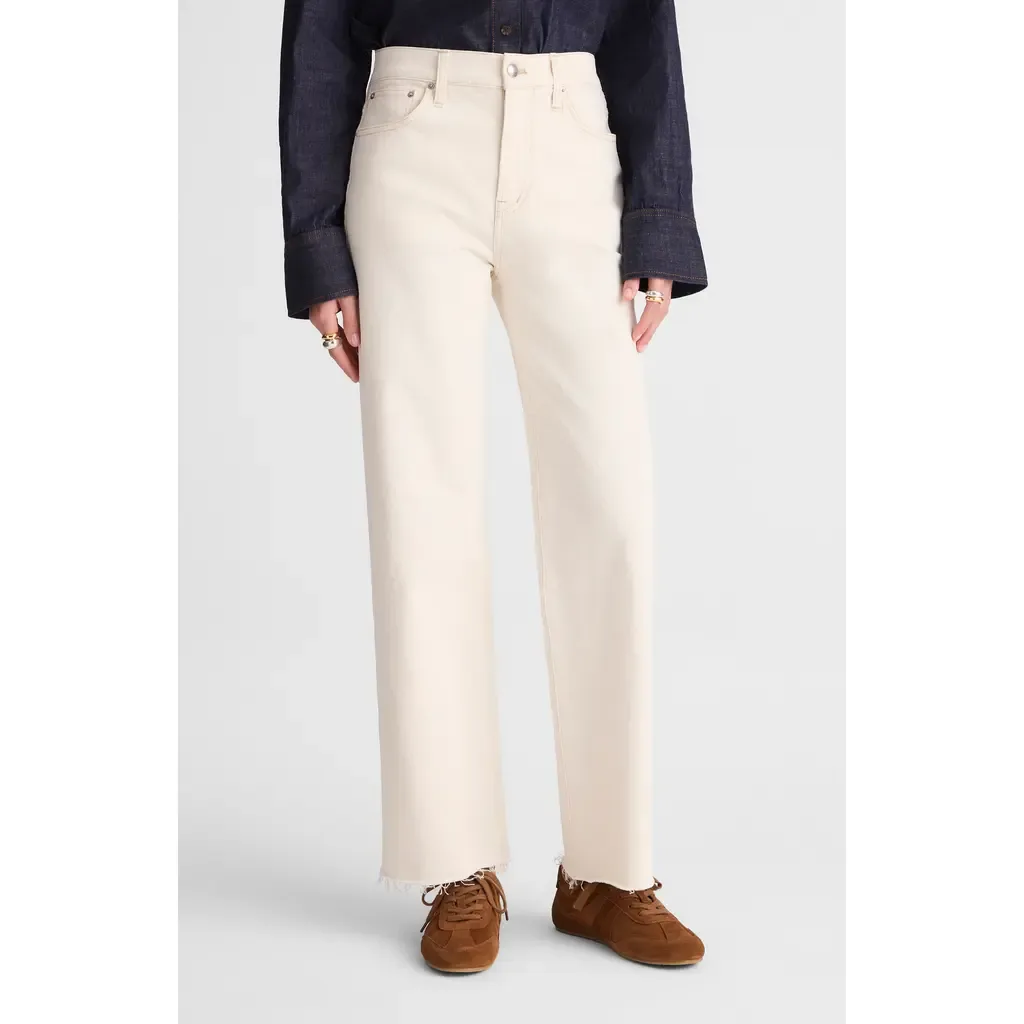 The Perfect Vintage Raw Hem Crop Wide Leg Jeans by Madewell