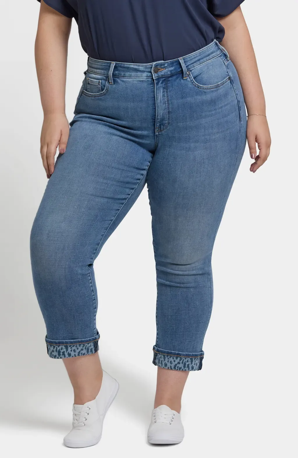 Marilyn High Waist Printed Cuff Ankle Jeans
