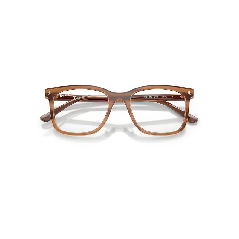Rb5446 Eyeglasses Striped Brown Frame Clear Lenses Polarized by Ray-Ban