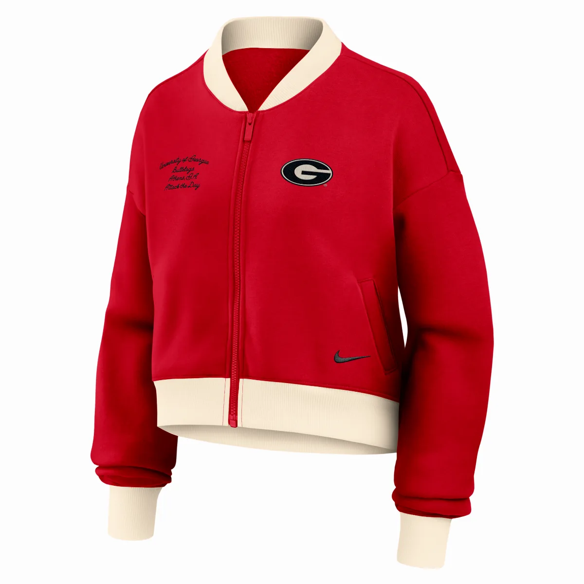 Georgia Academic Oversized Cropped Full-Zip Bomber Jacket by Nike