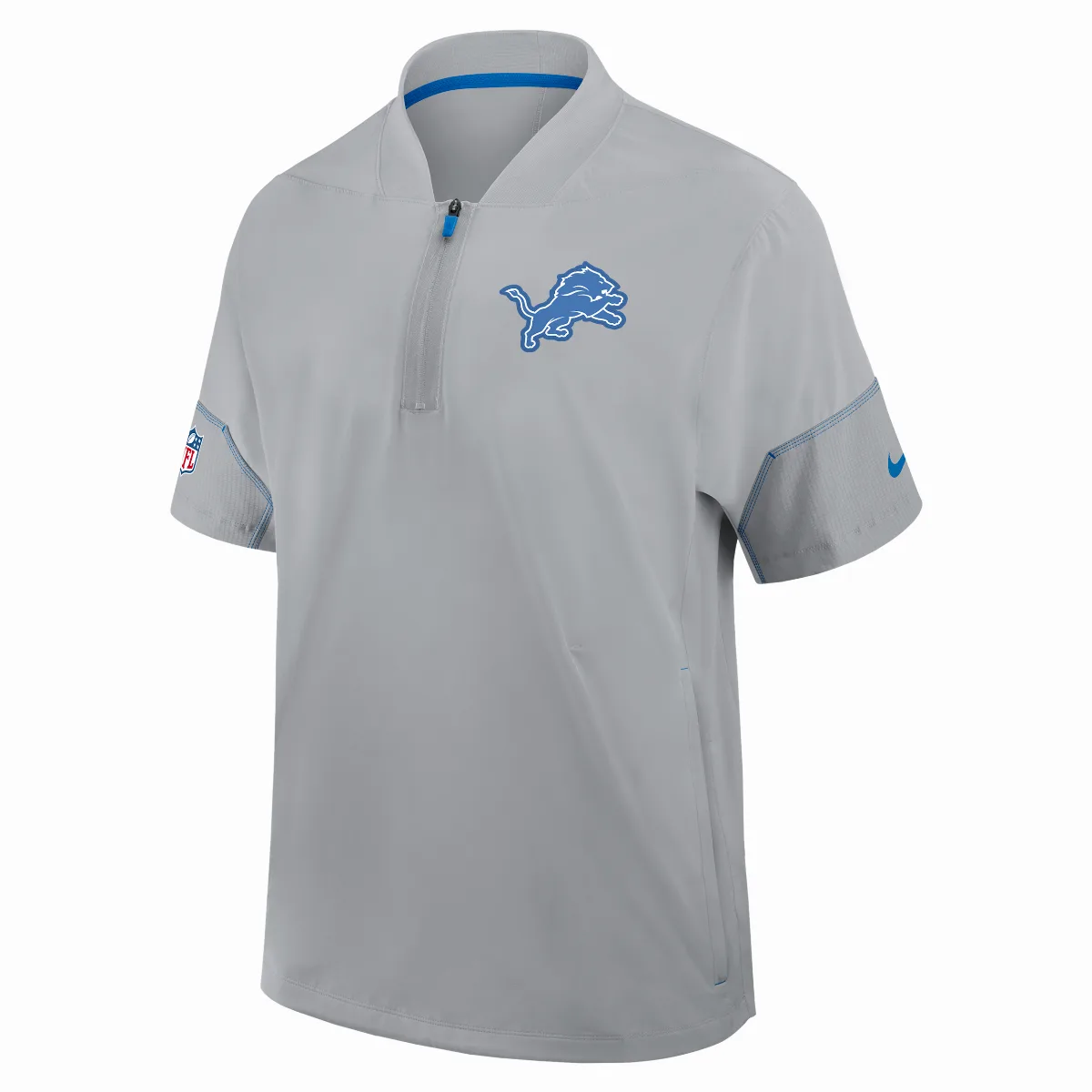 Detroit Lions Sideline Coach NFL 1/2-Zip Short-Sleeve Hooded Jacket by Nike