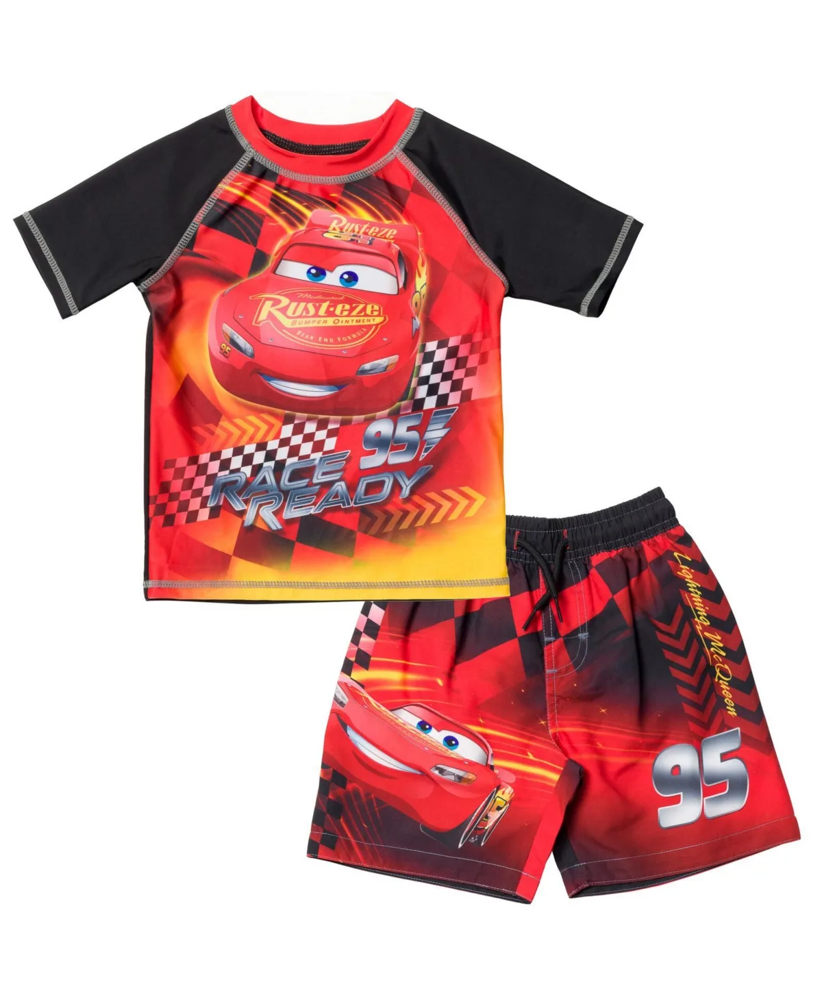 Disney Pixar Lightning McQueen Rash Guard and Swim Trunks Outfit Set by Cars