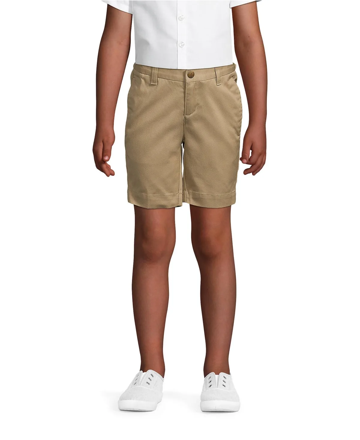 School Uniform Plain Front Blend Chino Shorts by Lands' End
