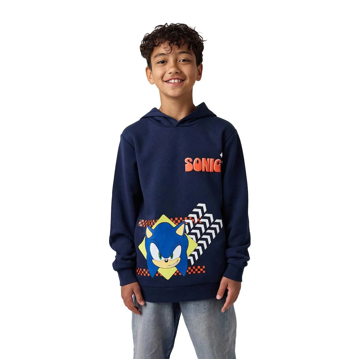 Sonic Arrows & Checkered Flags Long Sleeve Hooded Sweatshirt by Sonic The Hedgehog