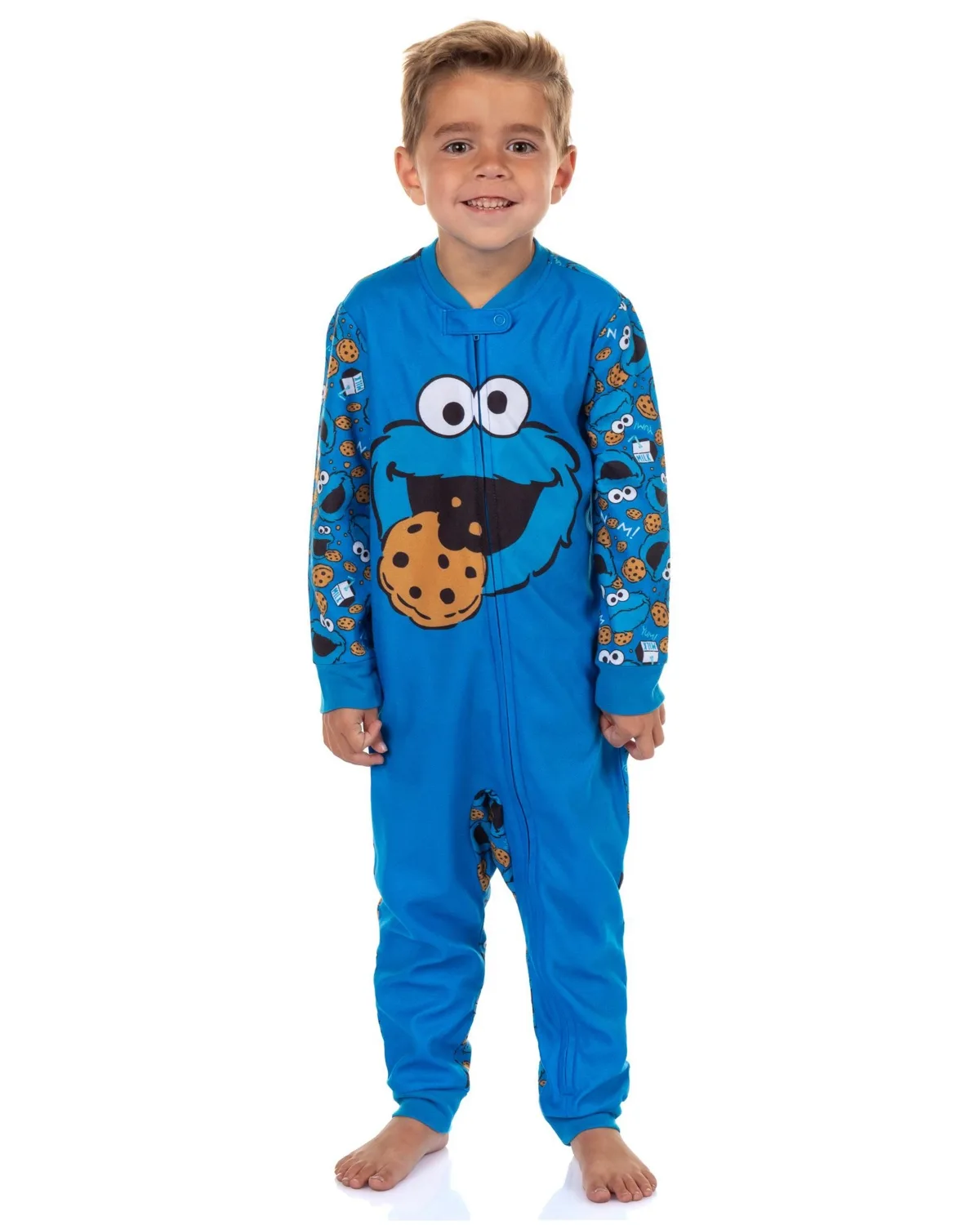 Cookie Monster Character 1PC Front-Zip Footless Sleeper Pajama by Sesame Street