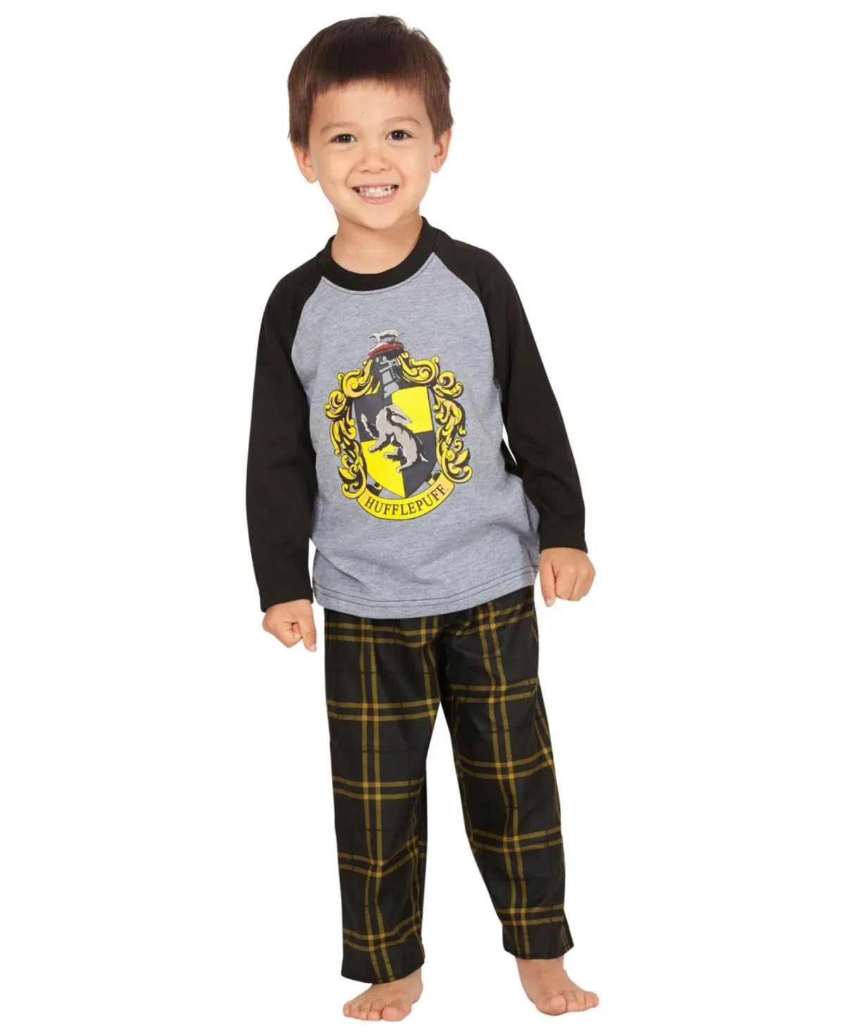 Plaid Hogwarts Houses Crest Raglan 2PC Pajama Set - Gryffindor Hufflepuff Slytherin Ravenclaw by Harry Potter