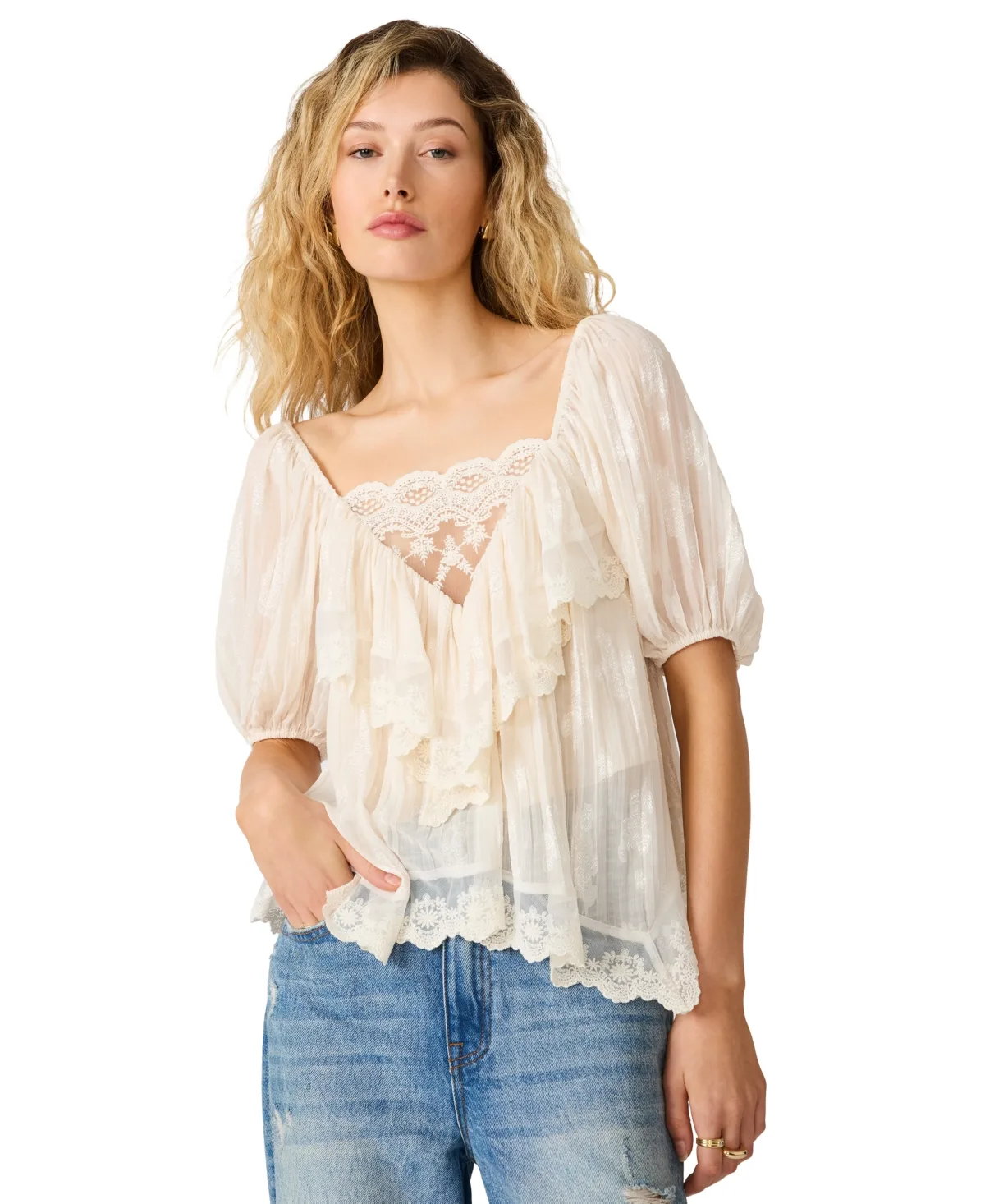 Vickie V-Neck Half-Sleeve Top