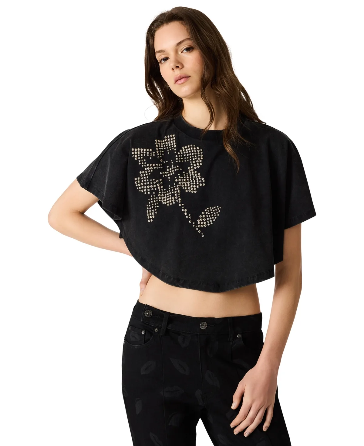 Callum Floral Graphic Crewneck Knit Top by Steve Madden