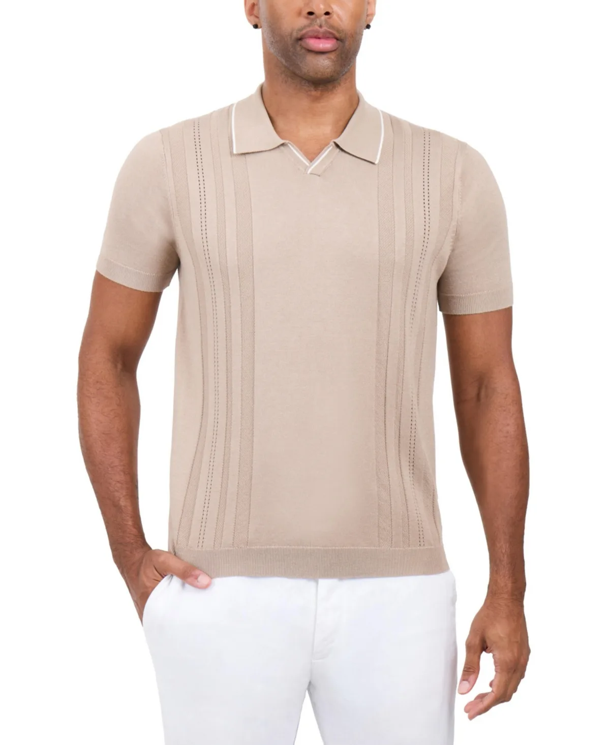 Johnny Collar Textured Stripe Sweater Polo by Xray