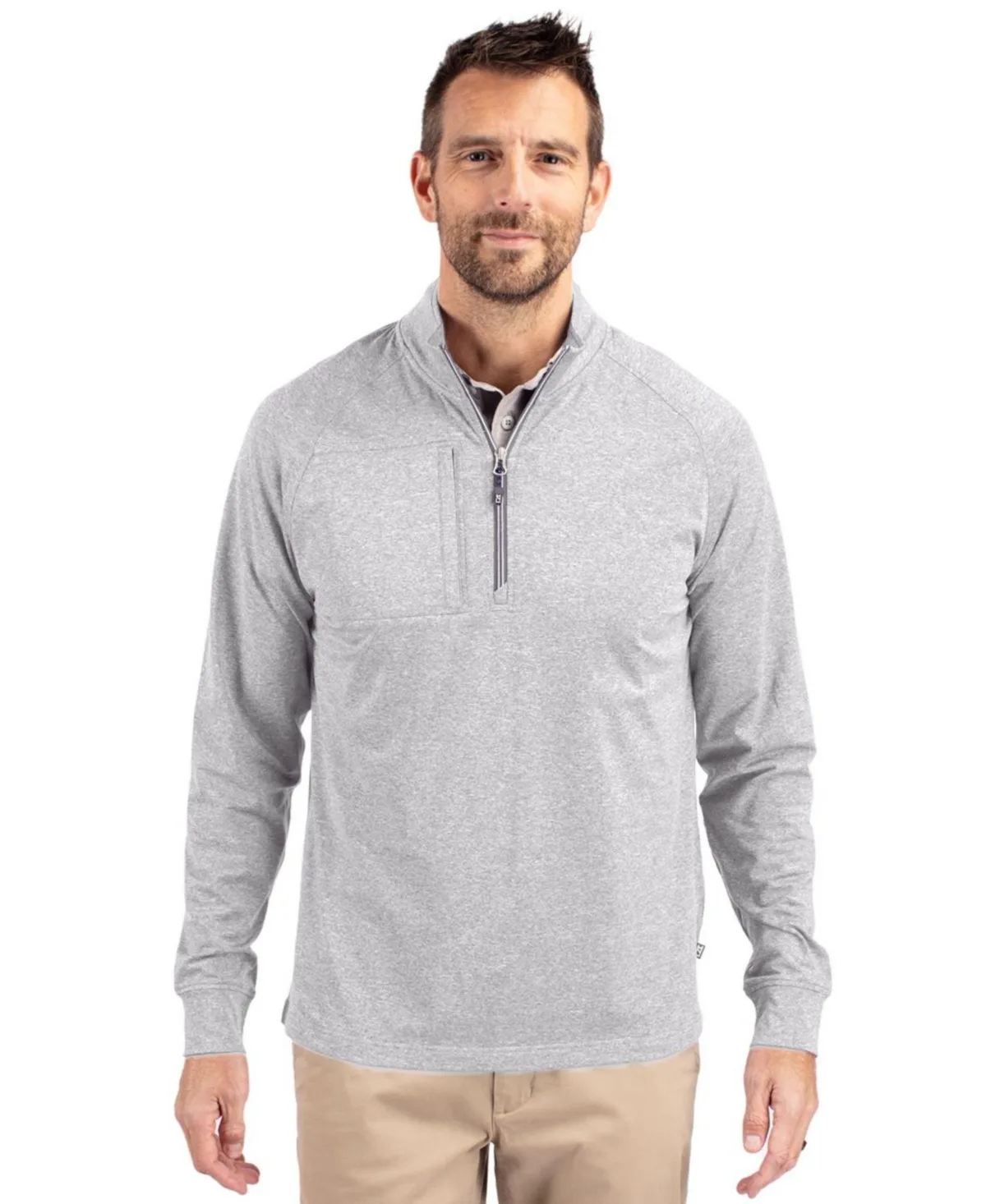 Adapt Eco Knit Heather Quarter Zip Pullover by Cutter & Buck