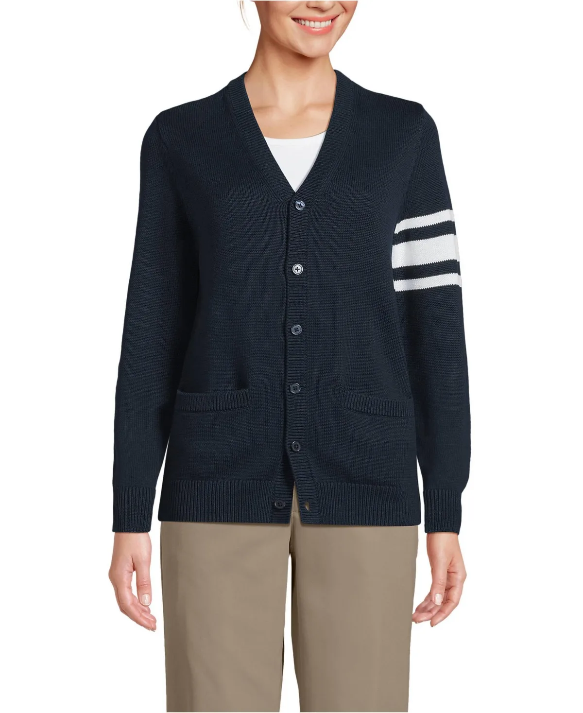 School Uniform Adult Legacy Varsity Cardigan by Lands' End