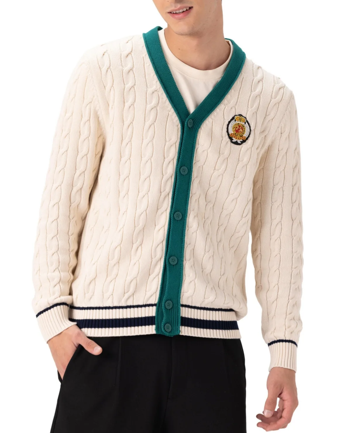 Cable Knit Cardigan by Members Only
