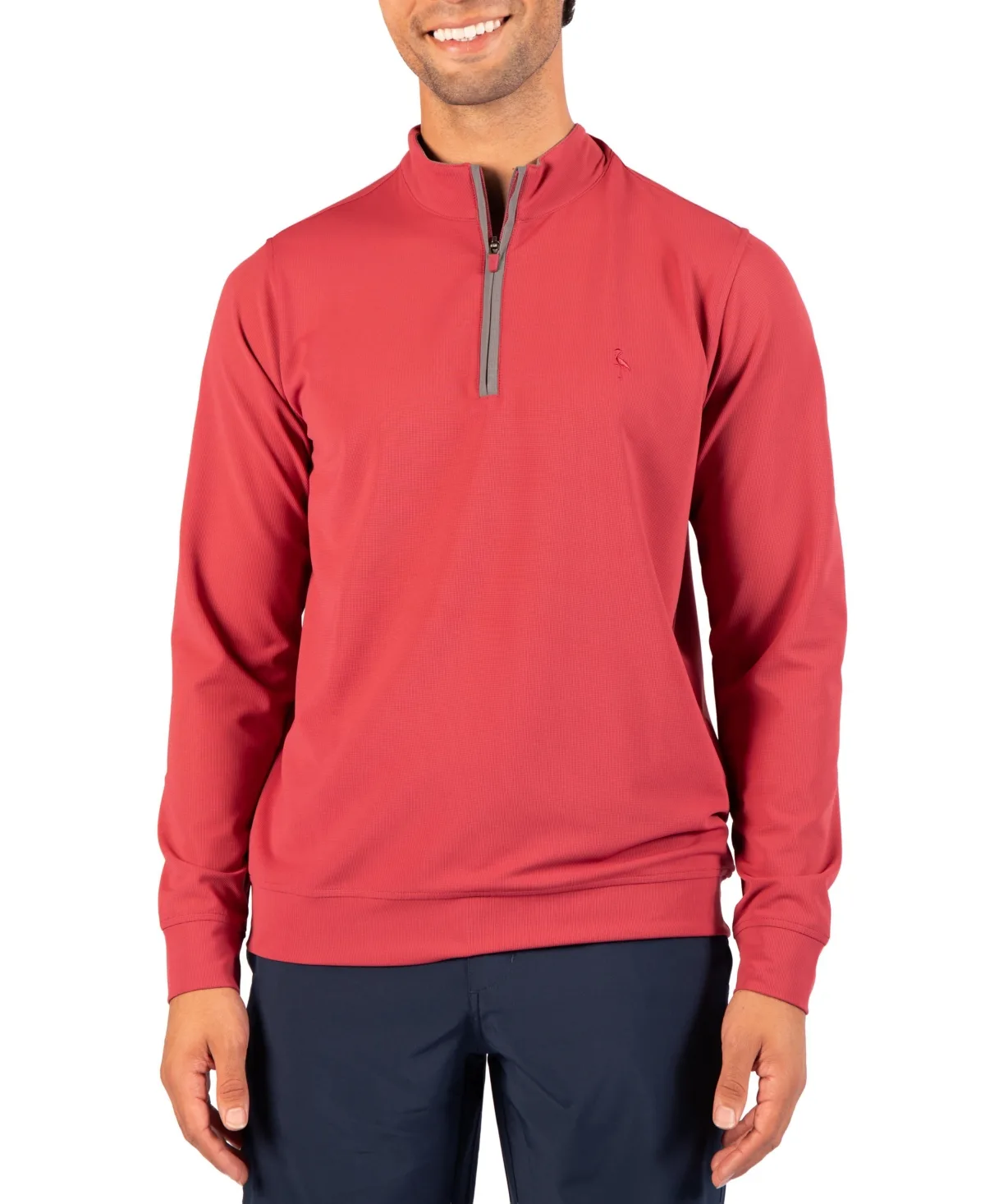 Micro Grid Performance Quarter Zip with Contrast Pipping by Tailorbyrd