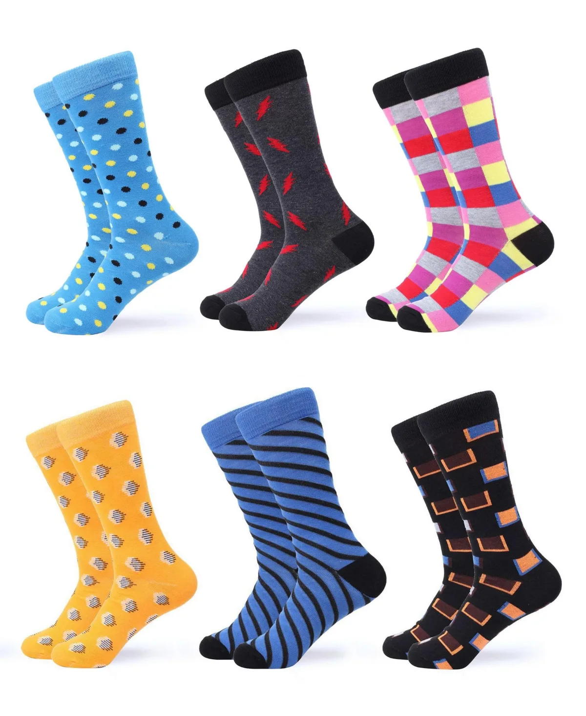 Funky Colorful Dress Socks 6 Pack by Gallery Seven