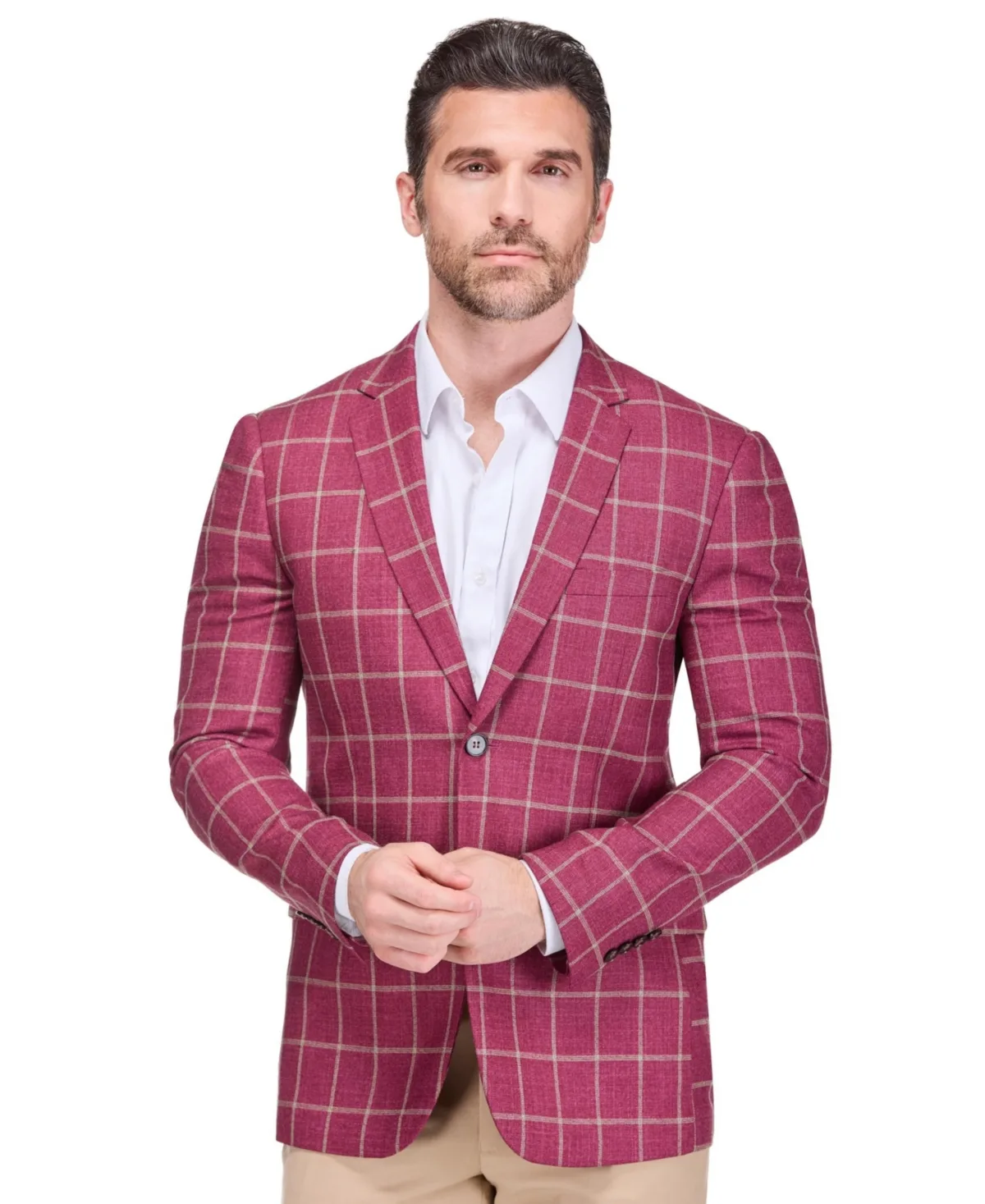 Plaid Slim Fit Sportcoat Blazer by Gino Vitale