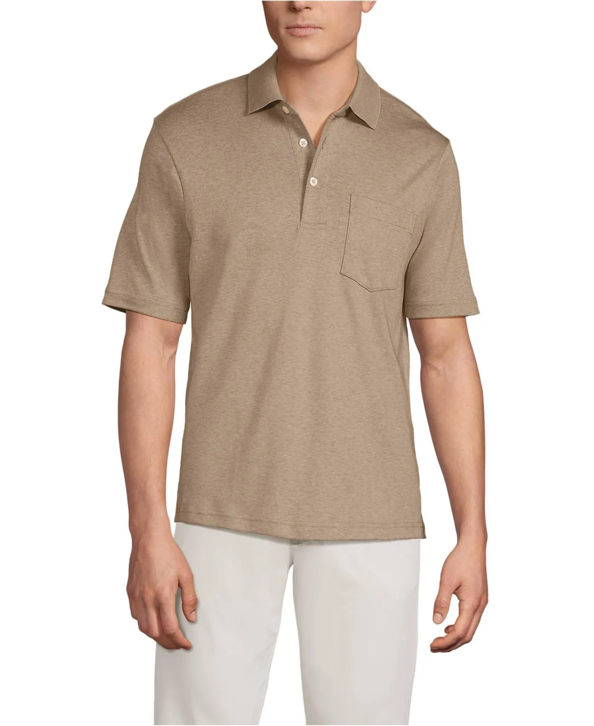 Short Sleeve Cotton Supima Polo Shirt with Pocket by Lands' End