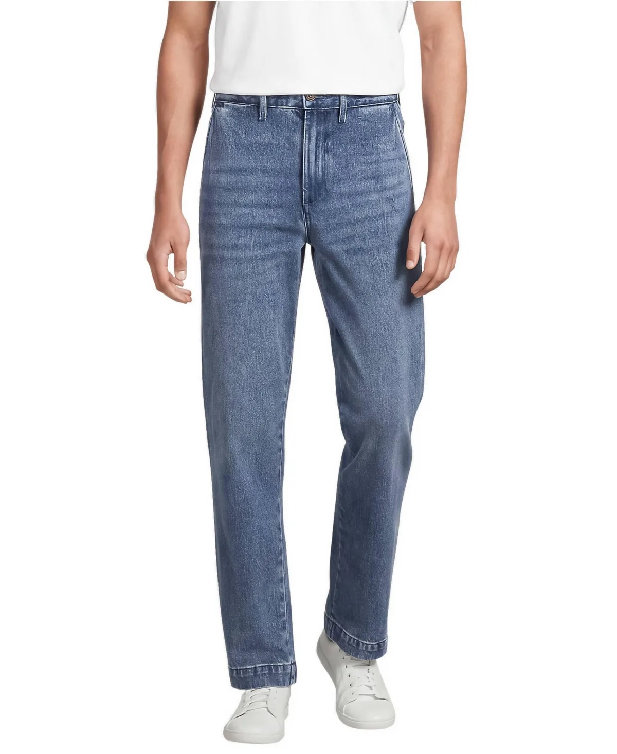 Stretch Comfort Waist Classic Straight Fit Denim Trouser by Lands' End