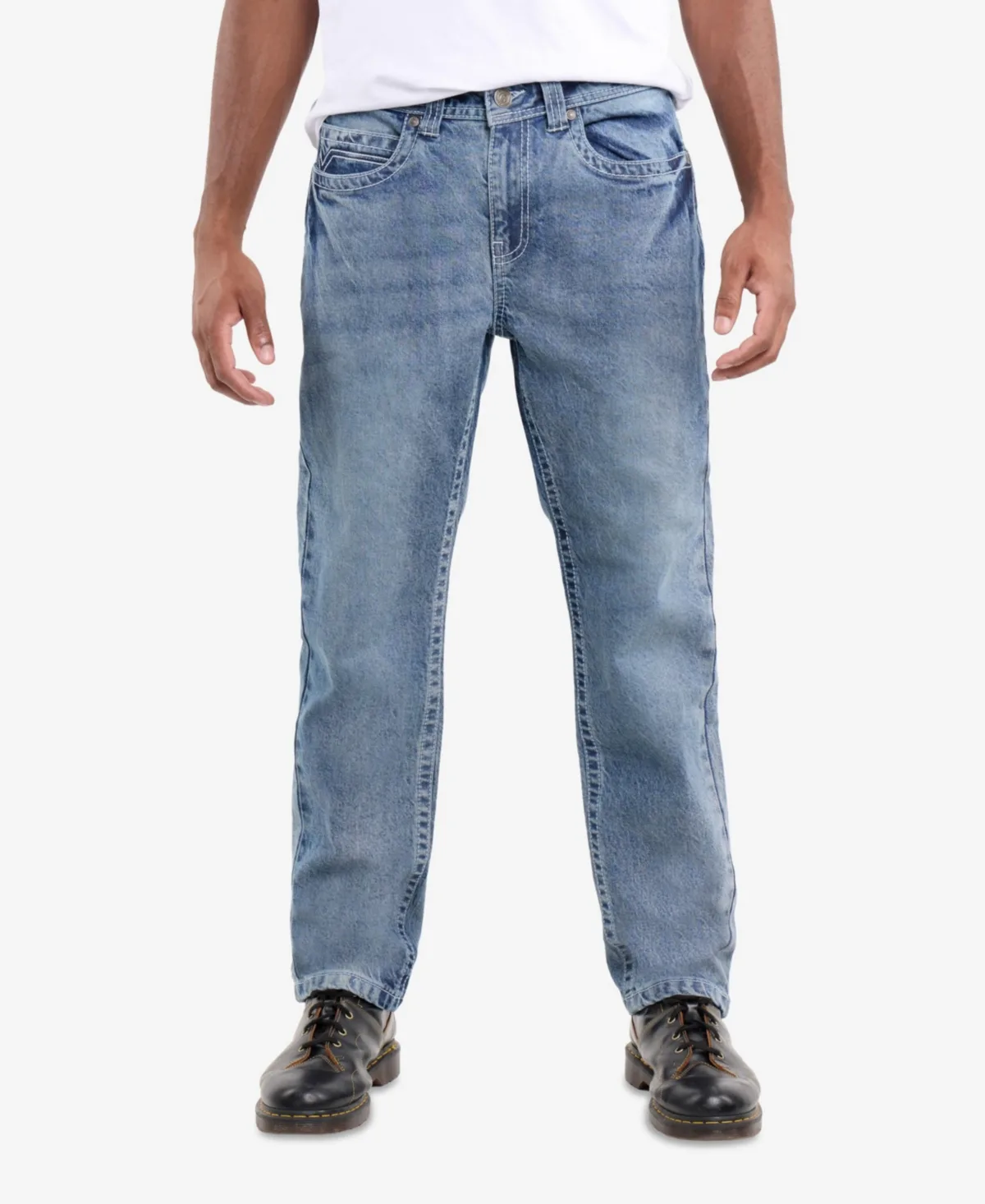 Saddle Stitch Straight Fit Jeans by Cultura
