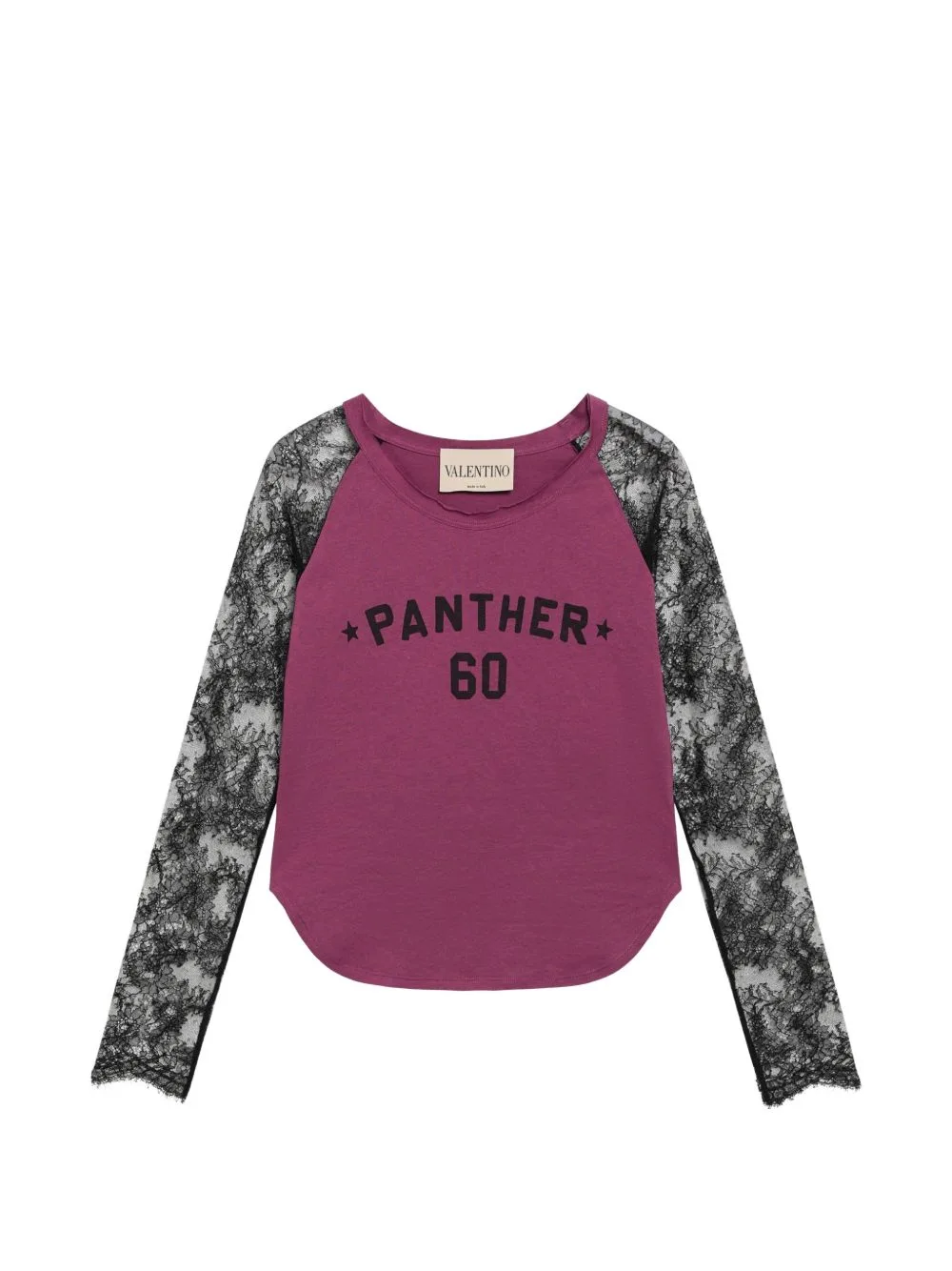 Lace-Sleeve Logo-Print T-Shirt by Valentino Garavani