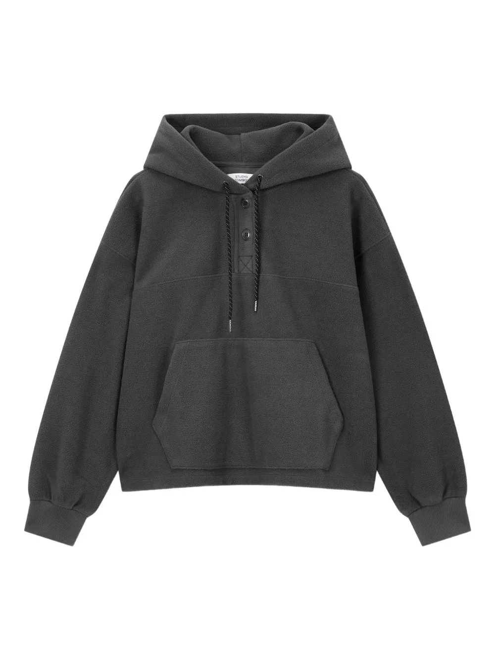 Fleece Button-Placket Hoodie by TOMBOY