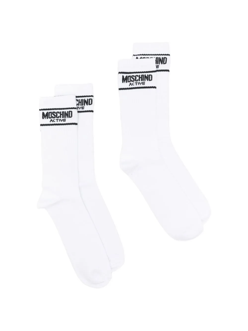Logo-Intarsia Ribbed-Knit Socks Set of Two by Moschino
