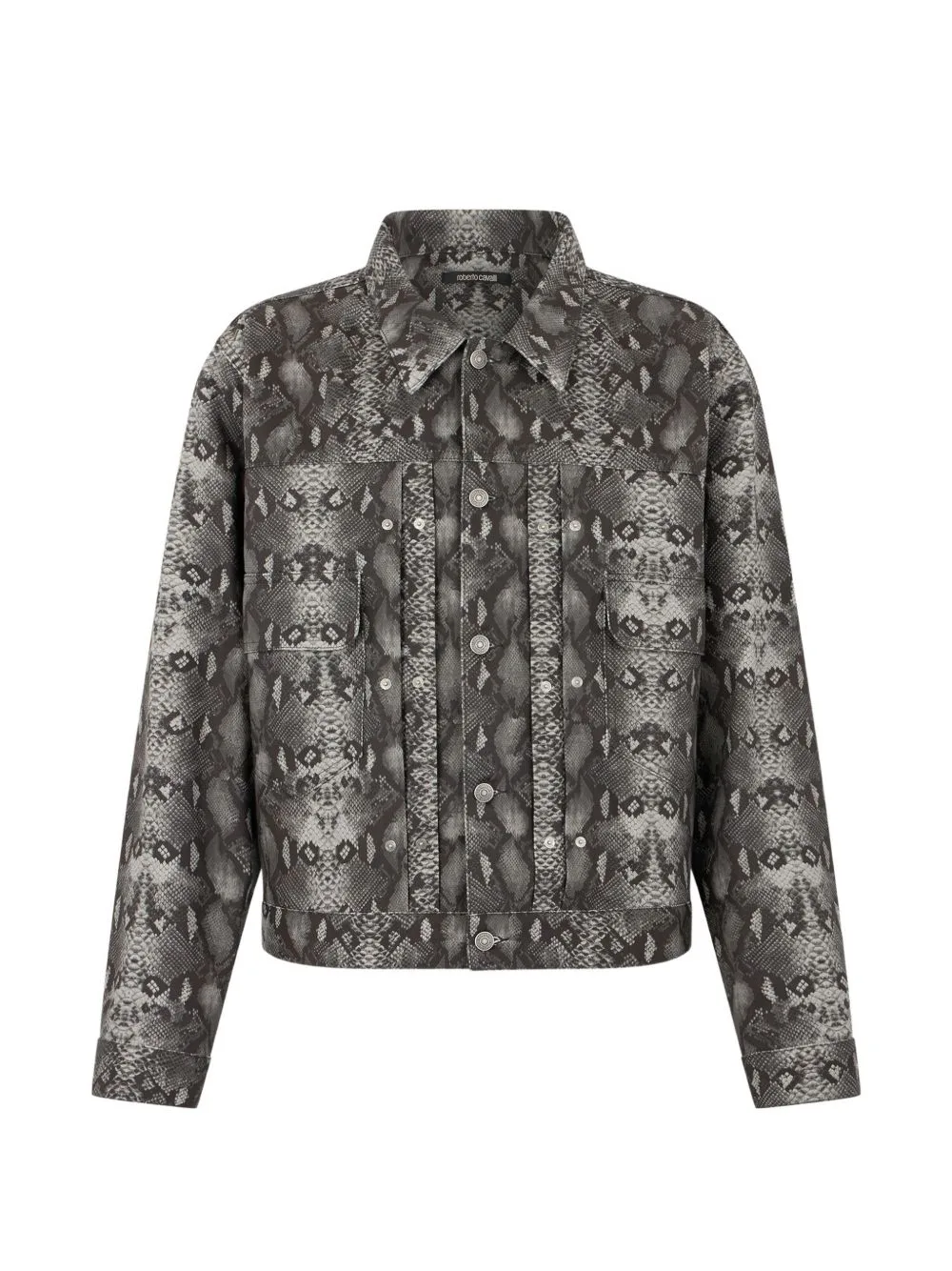 Python-Print Denim Jacket by Roberto Cavalli