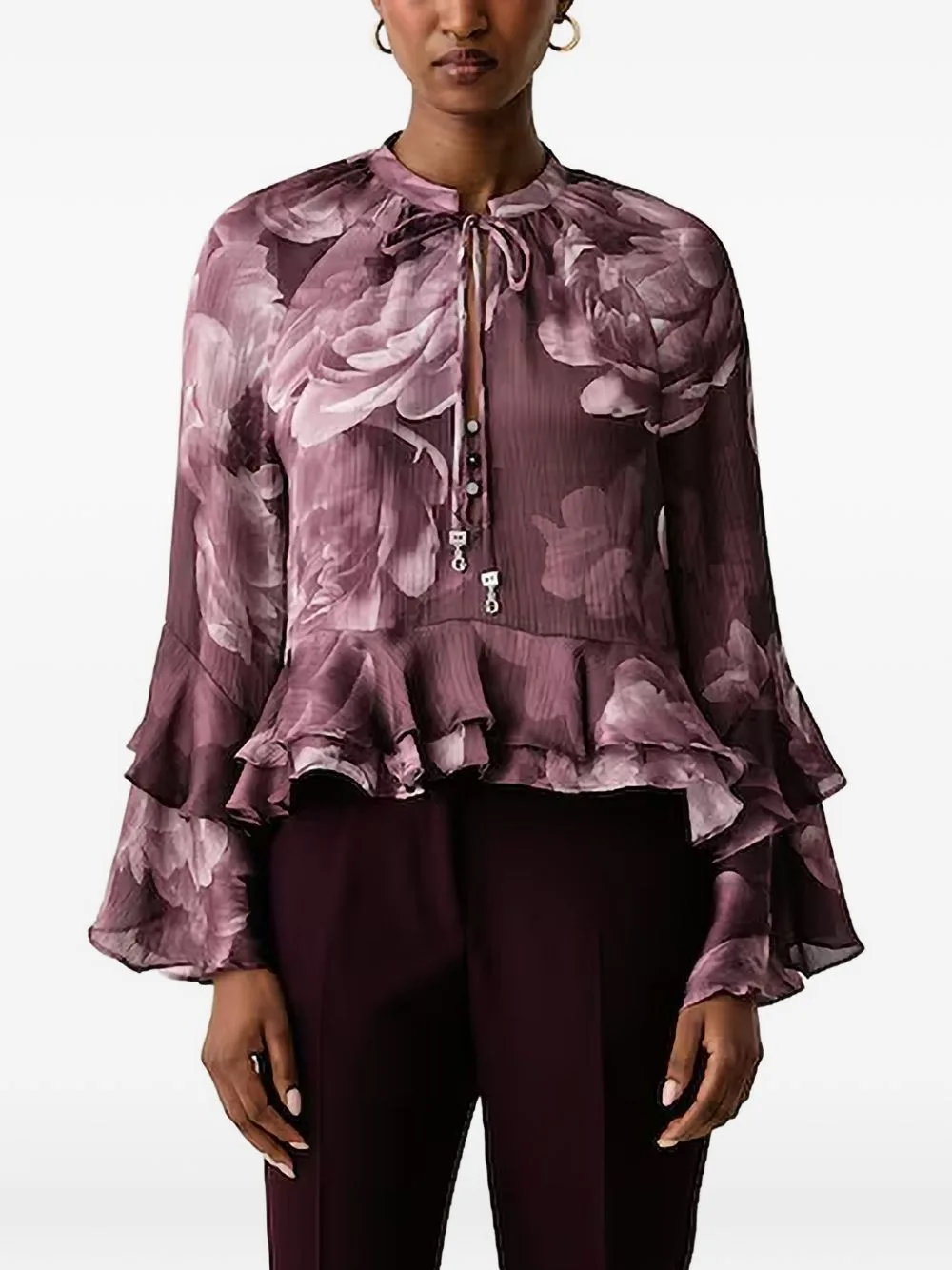 Nicole Floral-Print Ruffled Blouse by GUESS USA