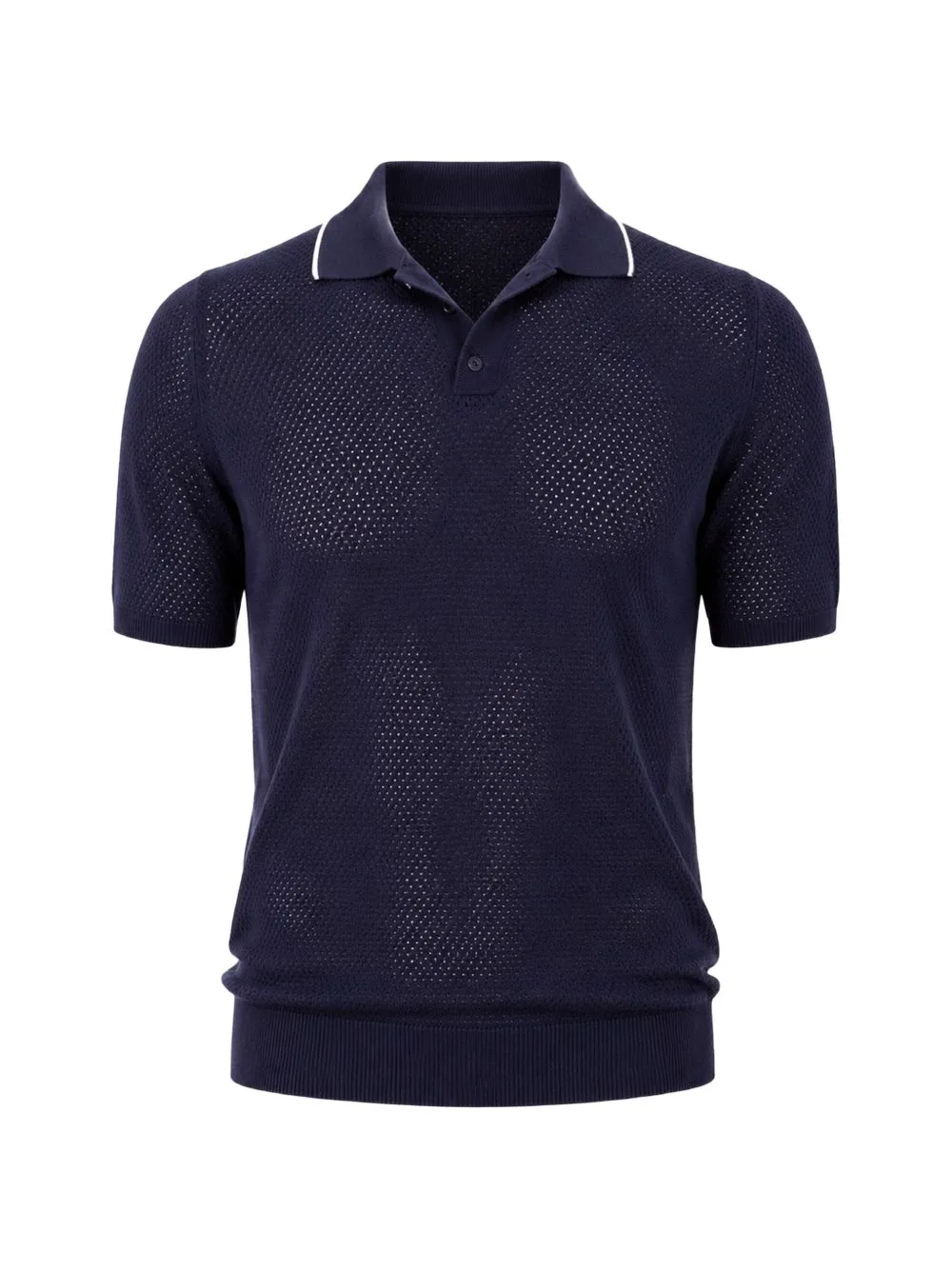 Perforated-Knit Polo Shirt by AMARANTO