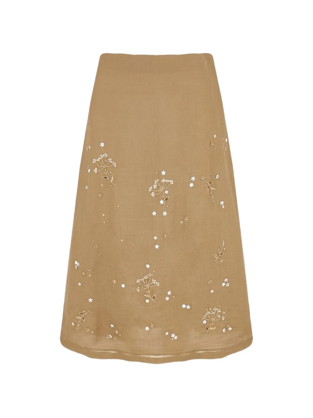 Embroidered Elasticated-Waist Midi Skirt by Lorena Antoniazzi