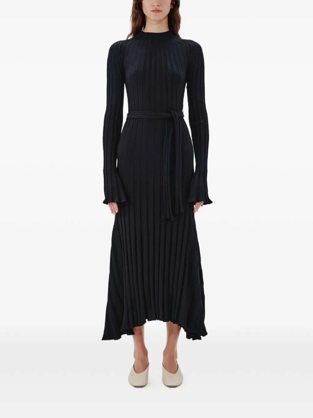 Long Ribbed-Knit Flared Dress by Another Tomorrow