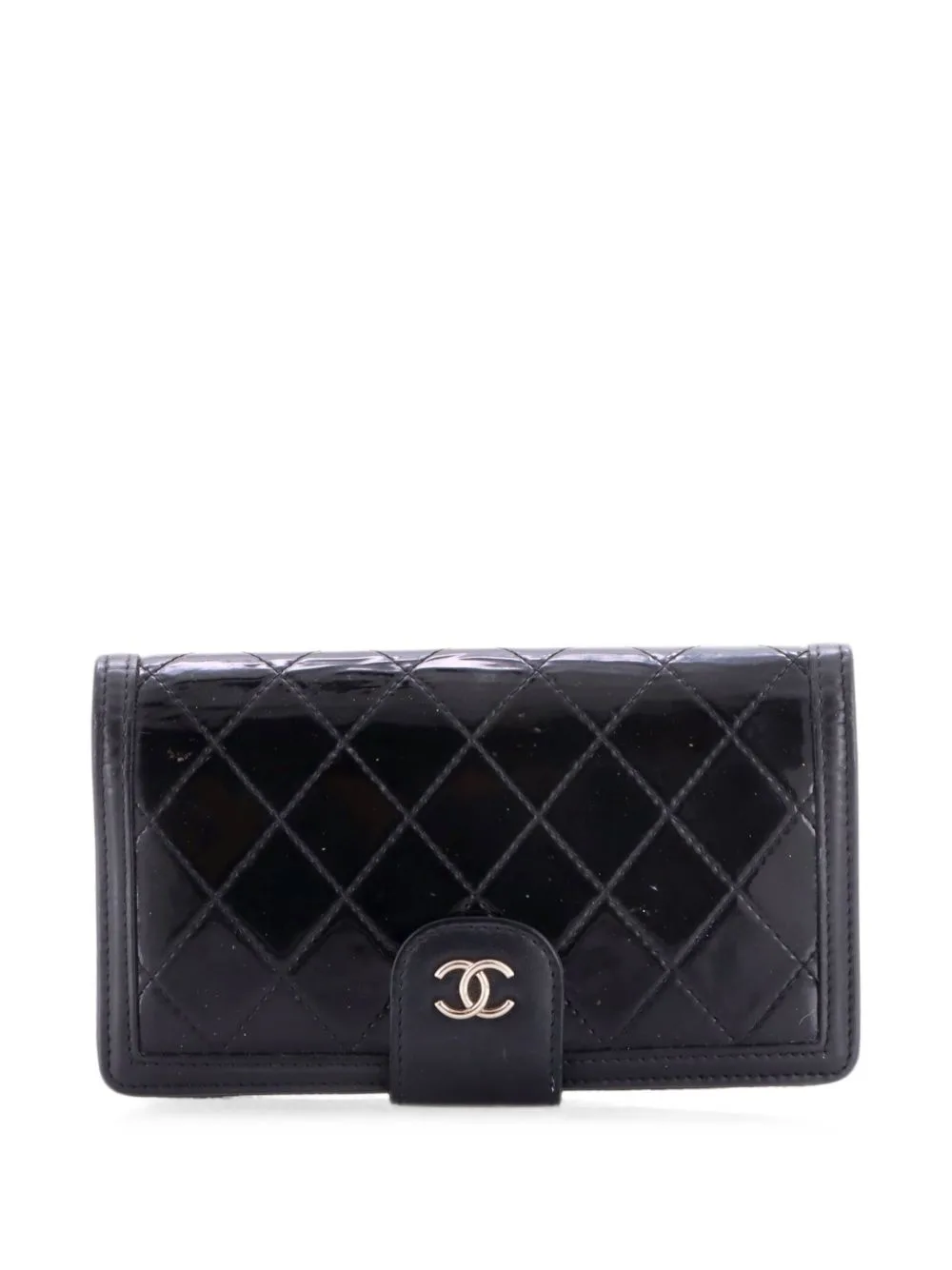 CC French Wallet Quilted Patent with Lambskin Long Small Wallets