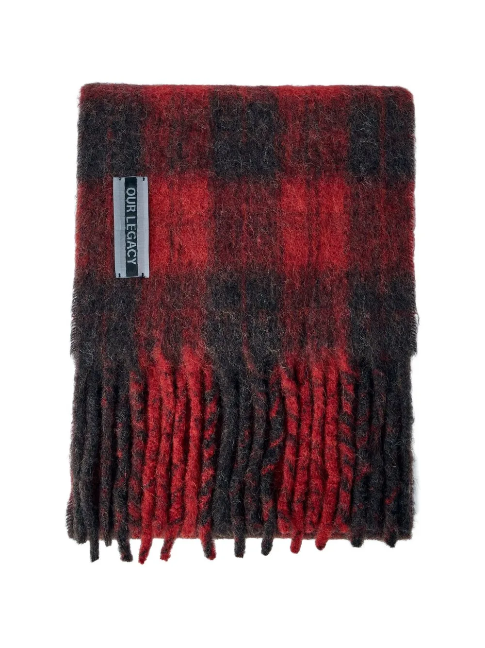 Check-Pattern Fringed Scarf by OUR LEGACY