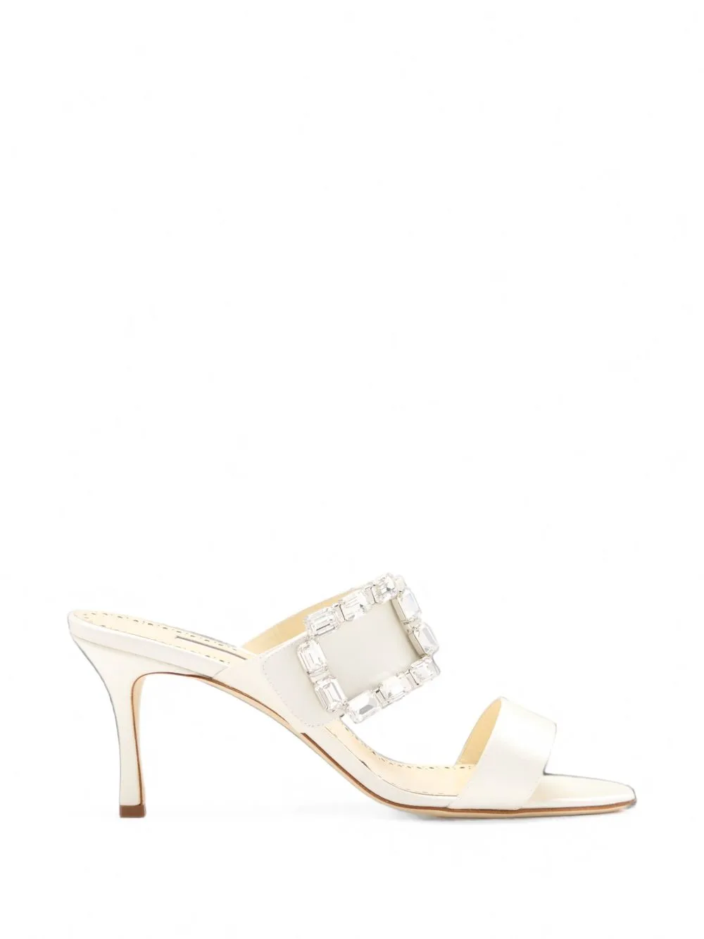 Mayjousan Crystal-Buckle Satin Sandals by Manolo Blahnik