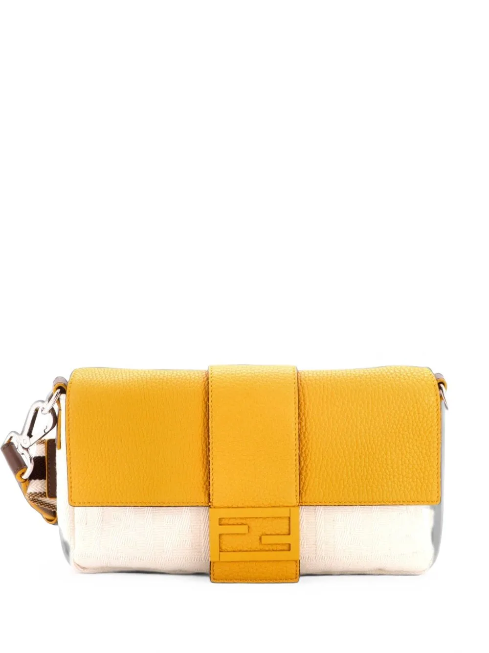 Baguette Convertible Zucca Canvas with Canvas and Leather Medium Belt Bag by Fendi Pre-Owned